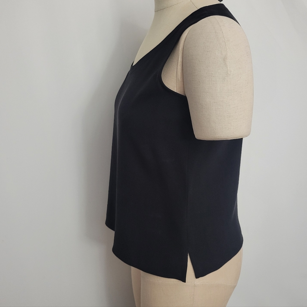 NWT Eileen Fisher $128 Silk Georgette Crepe Shell Black Size Petite Small - Picture 6 of 10